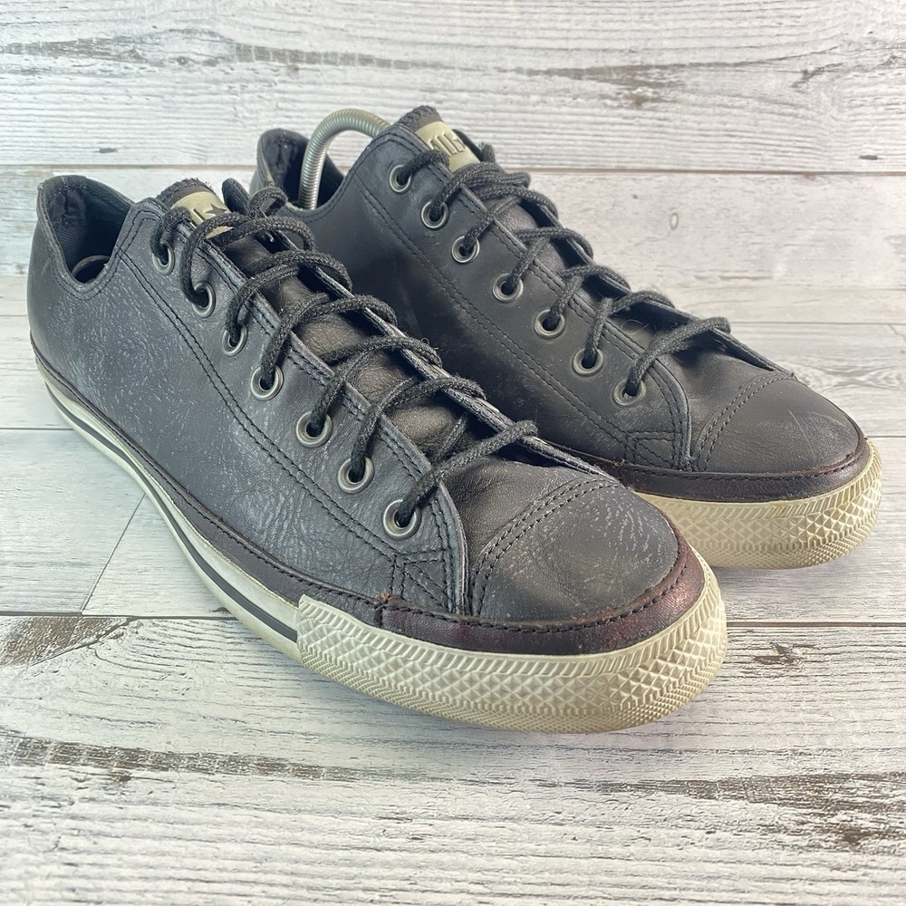 Converse Shoes Unisex Mens 12 Womens 14 Black Leather All Star‎ Casual Sneakers